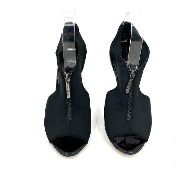 DONALD J. PLINER Black Parvis Zip Up Peep Toe High Heels Shoes Size 8.5 - Picture 3 of 11